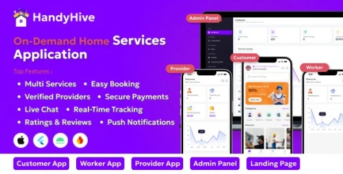 HandyHive – On-Demand Home Service & Handyman Booking App | Flutter Full App (User, Provider &