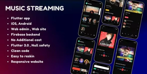 4 in 1 - Music streaming complete solution, iOS, Android, Admin and website