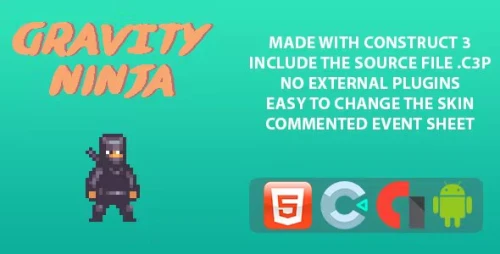 Ninja Gravity Game - Template for Construct 3