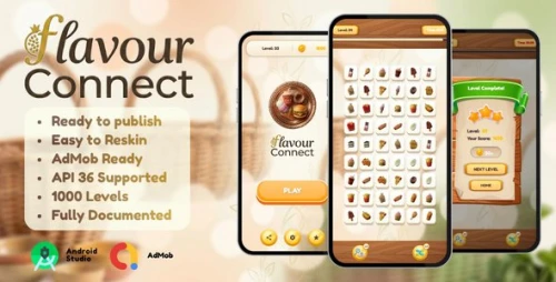 Flavour Connect | Android Food Matching Puzzle Game - AdMob & Publish Ready