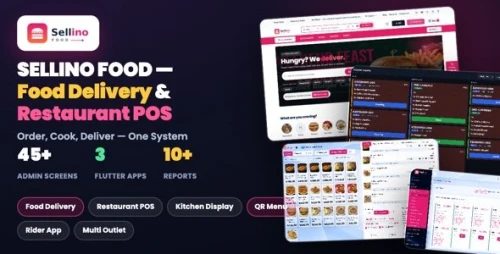 Sellino Food – Multi-Restaurant Food Delivery & POS with Customer, Restaurant & Rider Flutter Apps