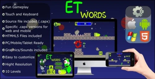 ET Words - Educational Game (.CAPX Web and Mobile) HTML5 files