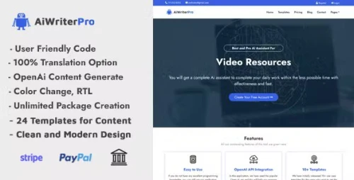 AiWriterPro - Powerful Ai Content Generator and Writing Assistant with SAAS