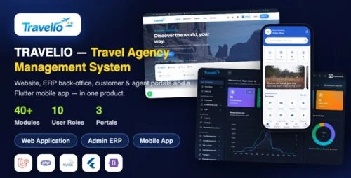 Travelio | Travel Agency ERP and Booking System PHP Script With Mobile App