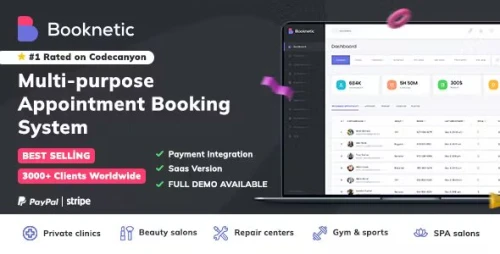 [20 Add-ons ] Booknetic – WordPress Booking Plugin for Appointment Scheduling