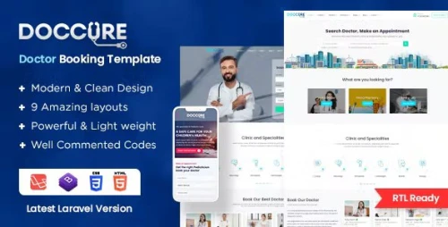 Doccure - Doctor Appointment Booking Management Directory System Template - Laravel