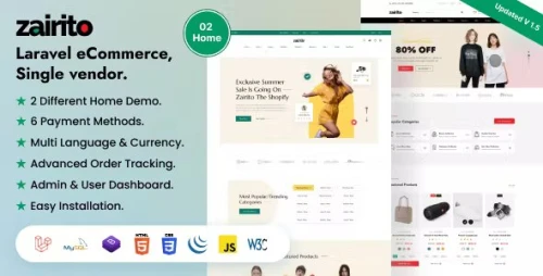 Zairito - Laravel eCommerce System - Single vendor