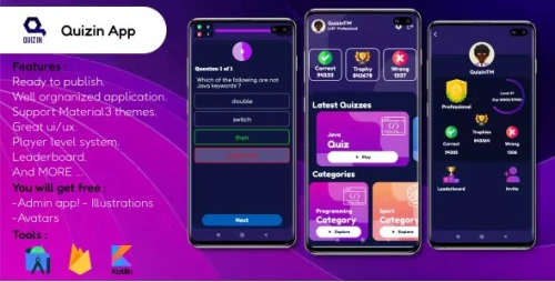 Quizin App - Quiz Application - Quiz Game - Level Up - Rank Up