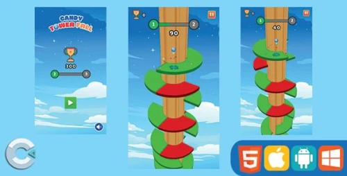 Candy Tower Fall (Construct 3 | HTML5)