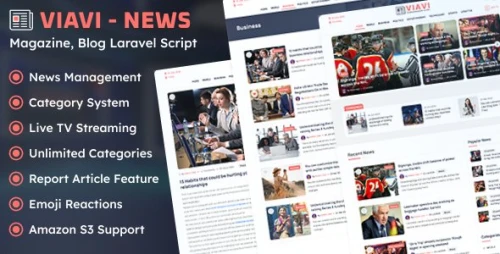 Viavi - News, Magazine & Blog Laravel CMS Script