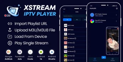 XStream IPTV Player with AdMob Facebook Ads Android