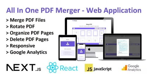 PDF Merger - Merge, Rotate, Organize, Delete & Preview PDF - React NextJS Web App