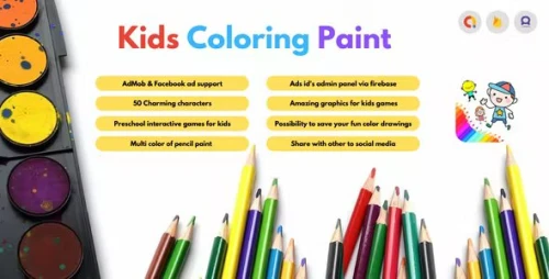 Android KIDS Coloring Paint - AdMob, Facebook ads