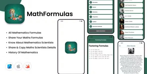 MathFormulas - iOS App - Mathematics Formulas - Maths Scientists - History Of Mathematics - Maths