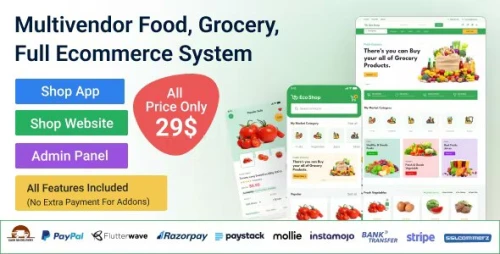 EcoShop - Multivendor Food, Grocery, Ecommerce Flutter App with Admin Panel & Website