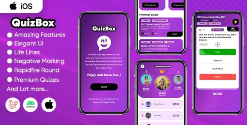 Quizbox iOS - Online quiz application with earning system (Swift/Laravel)