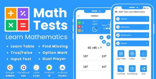Math Tests Learn Mathematics with AdMob Facebook Ads Android