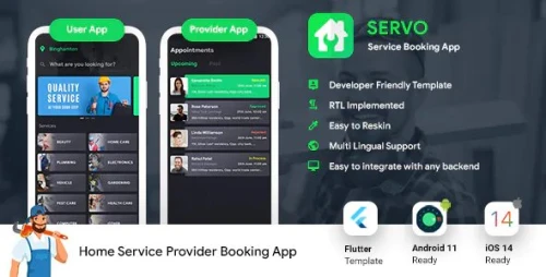 Home Service Finder - Provider - Booking Android + iOS App Template - 2 Apps - Handyman App FLUTTER