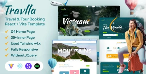 Travlla - Travel & Tour Booking React Vite Tailwind Template