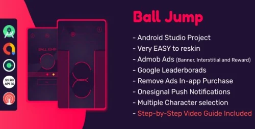 Ball Jump - (Android Studio+Admob+Reward Ads+Multiple Characters+Remove Ads+Leaderboards+Onesignal)