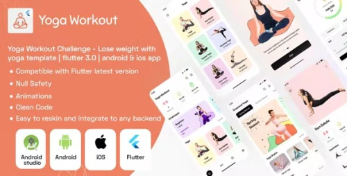 Yoga Workout Challenge - Lose weight with yoga template - Flutter - Android + ios app template
