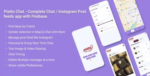 Piatto Chat - Complete Chat / Instagram Post feeds app with Firebase