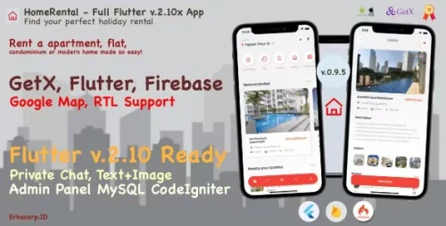 HomeRental - Booking Properties Full Flutter App with Chat | GetX | Web Admin Panel