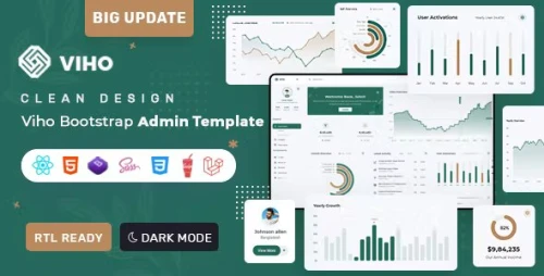 Viho - HTML, React Js, Angular , Nuxt Js, Next Js, Vue Js, Django , .NET Core & Laravel Dashboard