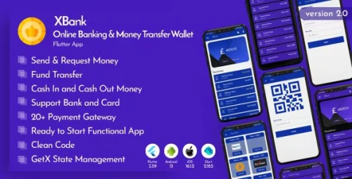 XBank - Online Banking &amp; Money Transfer Wallet Flutter App
