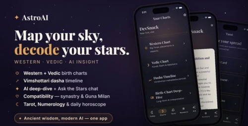 AstroAI — AI Astrology, Tarot & Numerology App (Flutter + Next.js, Western + Vedic, Birth Chart)