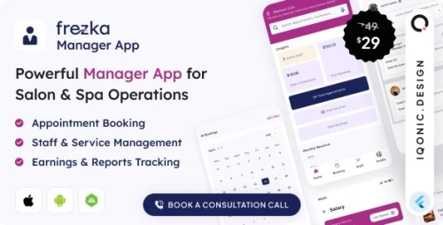 Frezka Manager - Spa & Salon Management and Booking Flutter Add-on App