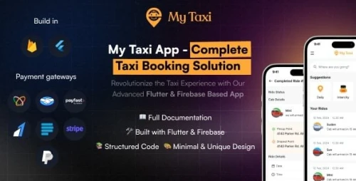 MyTaxi – Complete Flutter Taxi App | Full Taxi Booking Solution with Intercity & Parcel