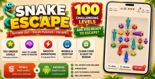 Snake Escape | HTML5 Game with Android Build Project