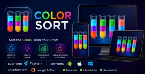 Color Sort | Flutter Puzzle Game | Monetized with Google ADMob