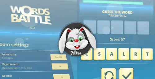 Words Battle - HTML5, Construct 3 (c3p), mobile adaptive, words education game template
