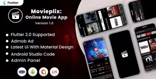 Movieplix - Online Movie & Live TV Full Flutter App - Admin Panel - Admob Ads 1.0