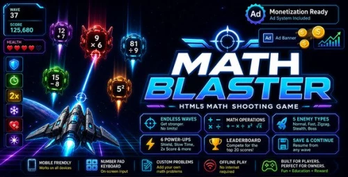 Math Blaster – HTML5 Educational Shooter Game