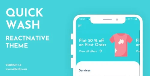 QuickWash React Native Dry Cleaning Theme/Template