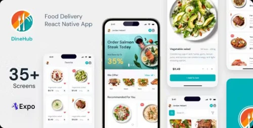 DineHub - Restaurant Food Delivery App | Expo SDK 49.0.13 | TypeScript | Redux Store | Admin Panel