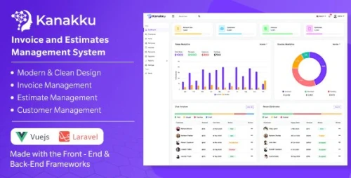 Kanakku - Invoice and Estimates Management System - (Frontend - Vuejs + Backend - Laravel)