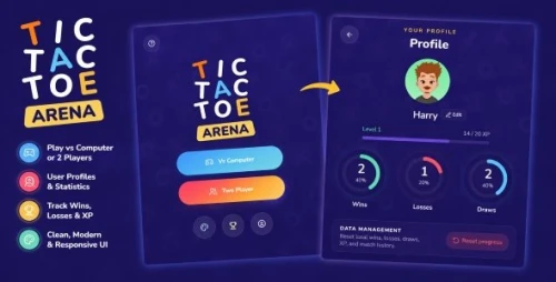 Tic-Tac-Toe Arena - HTML5 game | React, TypeScript