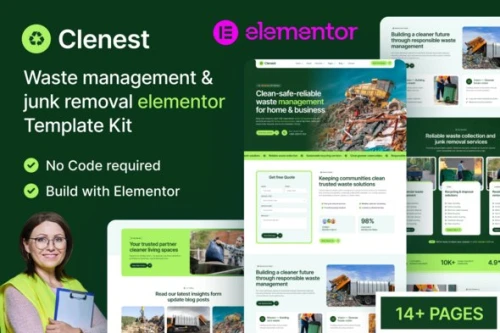 Clenest - Waste Management and Junk Removal Elementor Template Kit