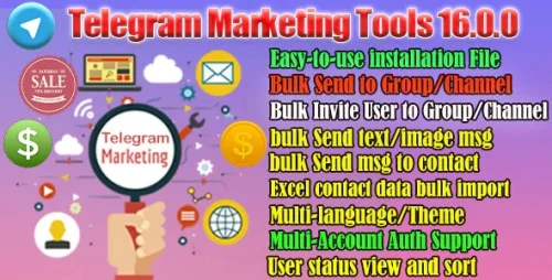 Telegram Marketing Tools-Scraper/Extract/Add/Search/Invite Member