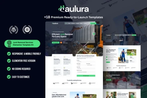 Haulura — Junk Removal Services WordPress Elementor Template Kit