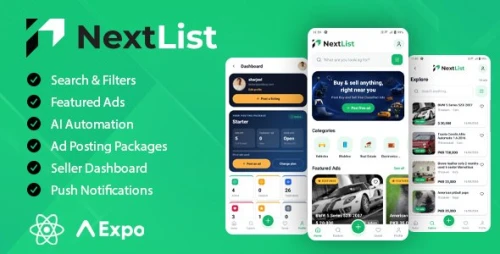 NextList | Post and Buy - Classified Ads Marketplace React Native App