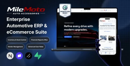 MileMoto - Automotive ERP & eCommerce Next.js 15 Website | Stripe, Accounting & Support