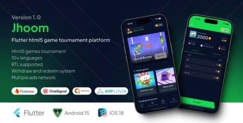 Jhoom - HTML5 Game Tournament App | Contest app || Flutter app + Admin Panel