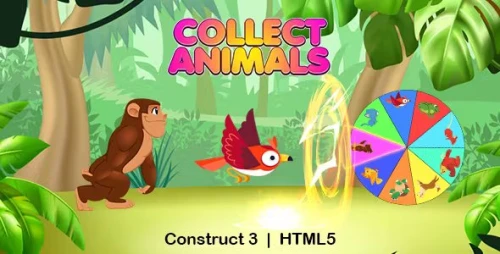 Collect Animals Game (Construct 3 | C3P | HTML5) Endless Game