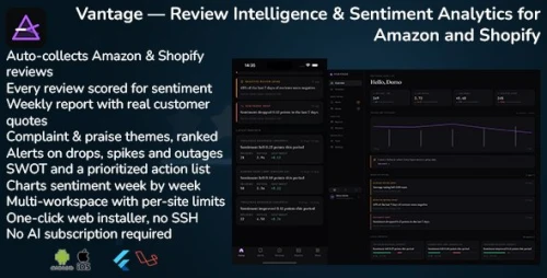 Vantage | Customer Review Analytics Laravel Script With Flutter App