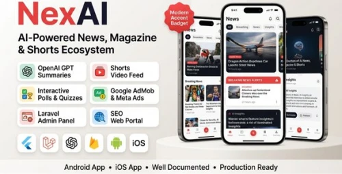 NexAI | Flutter News App With Laravel Admin and Website